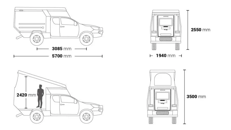 Toyota Hilux Extra Cab BushCamper medidas